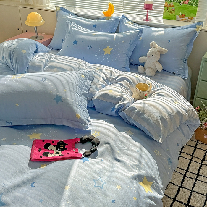 91家纺网 家纺一手货源 找家纺 卡普纯棉全棉四件套13070喷气床单款床笠款三件套 五星集