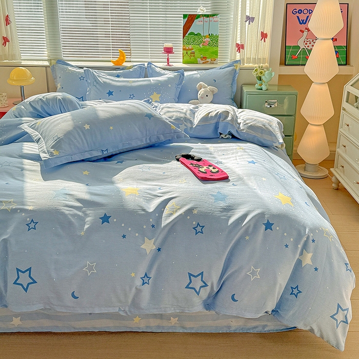 91家纺网 家纺一手货源 找家纺 卡普纯棉全棉四件套13070喷气床单款床笠款三件套 五星集