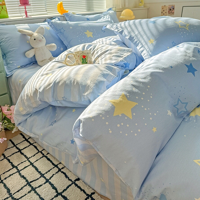 91家纺网 家纺一手货源 找家纺 卡普纯棉全棉四件套13070喷气床单款床笠款三件套 五星集