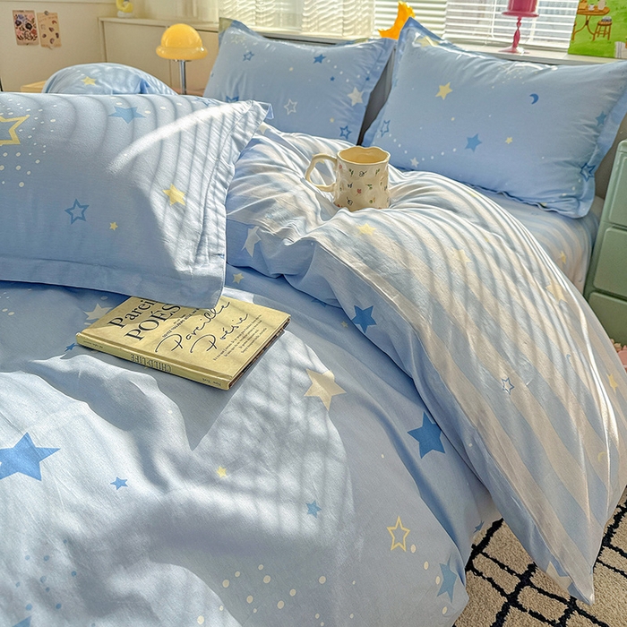 91家纺网 家纺一手货源 找家纺 卡普纯棉全棉四件套13070喷气床单款床笠款三件套 五星集