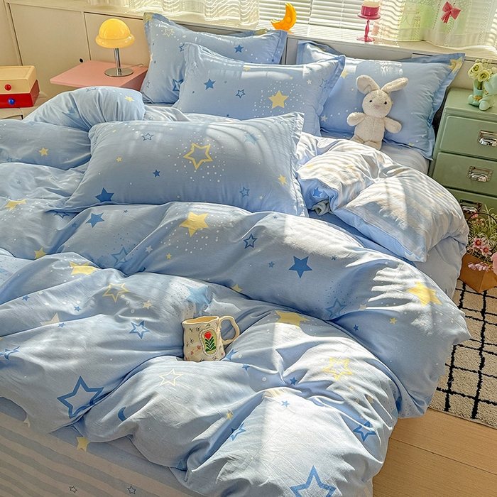 91家纺网 家纺一手货源 找家纺 卡普纯棉全棉四件套13070喷气床单款床笠款三件套 五星集