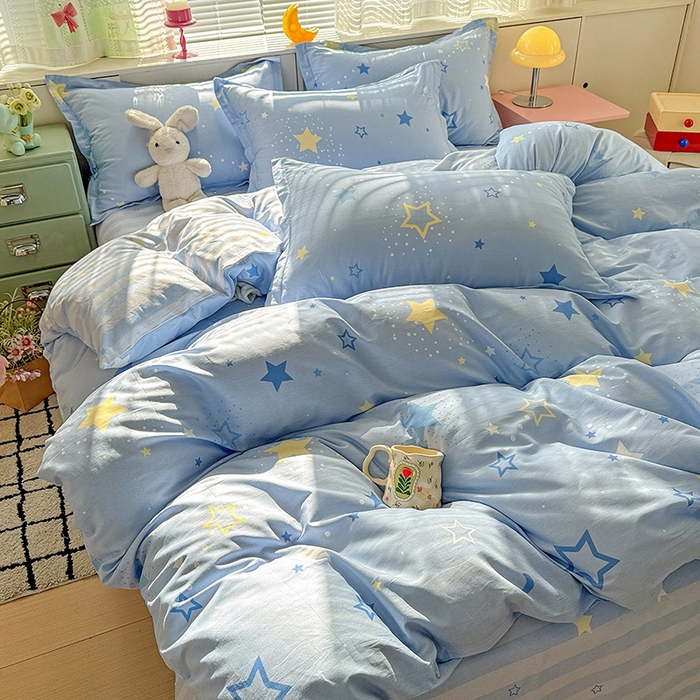 91家纺网 家纺一手货源 找家纺 卡普纯棉全棉四件套13070喷气床单款床笠款三件套 五星集