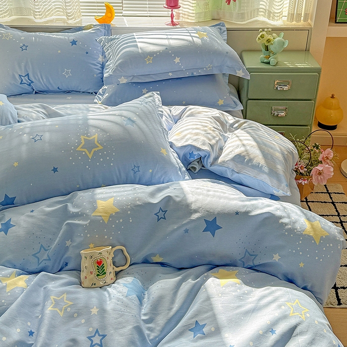 91家纺网 家纺一手货源 找家纺 卡普纯棉全棉四件套13070喷气床单款床笠款三件套 五星集