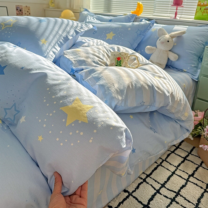 91家纺网 家纺一手货源 找家纺 卡普纯棉全棉四件套13070喷气床单款床笠款三件套 五星集