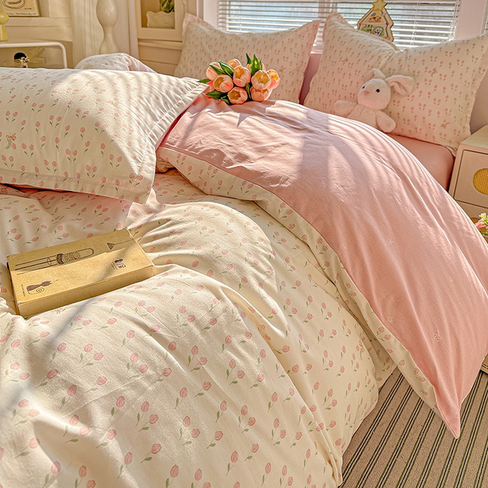 91家纺网 家纺一手货源 找家纺 卡普纯棉全棉四件套13070喷气床单款床笠款三件套 小甜蜜