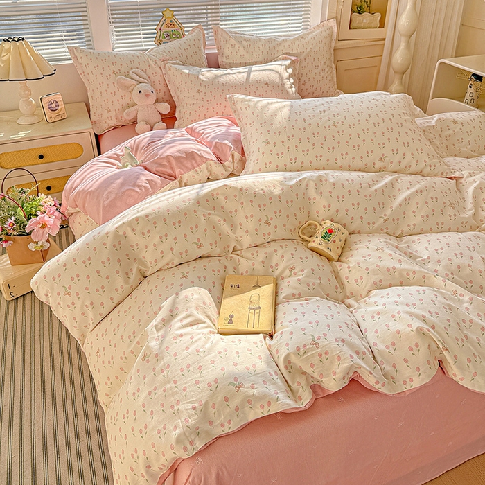 91家纺网 家纺一手货源 找家纺 卡普纯棉全棉四件套13070喷气床单款床笠款三件套 小甜蜜