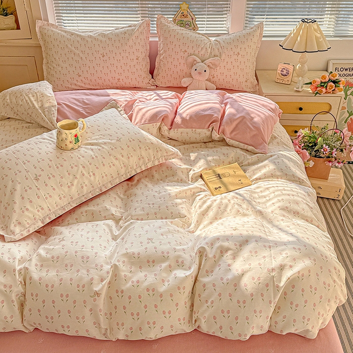 91家纺网 家纺一手货源 找家纺 卡普纯棉全棉四件套13070喷气床单款床笠款三件套 小甜蜜