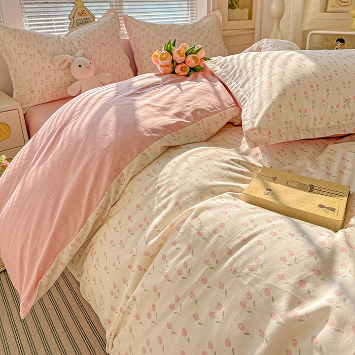 91家纺网 家纺一手货源 找家纺 卡普纯棉全棉四件套13070喷气床单款床笠款三件套 小甜蜜