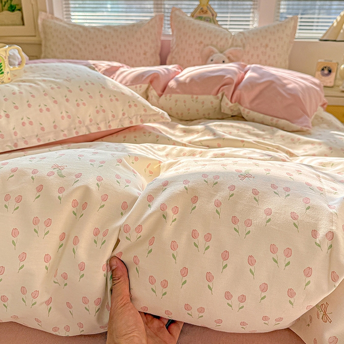 91家纺网 家纺一手货源 找家纺 卡普纯棉全棉四件套13070喷气床单款床笠款三件套 小甜蜜