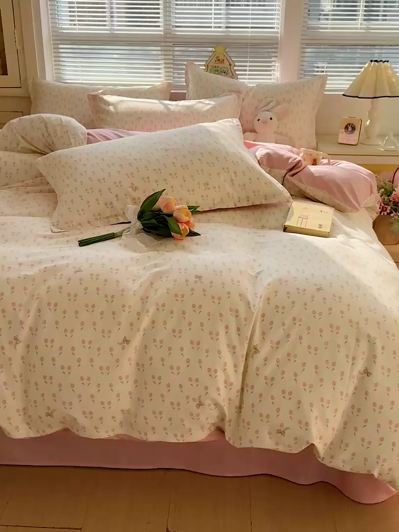 91家纺网 家纺一手货源 找家纺 卡普纯棉全棉四件套13070喷气床单款床笠款三件套 小甜蜜