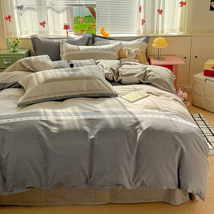 91家纺网 家纺一手货源 找家纺 卡普纯棉全棉四件套13070喷气床单款床笠款三件套 星辰大海