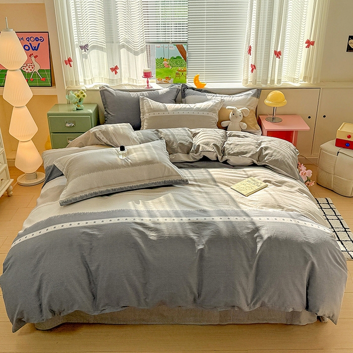 91家纺网 家纺一手货源 找家纺 卡普纯棉全棉四件套13070喷气床单款床笠款三件套 星辰大海