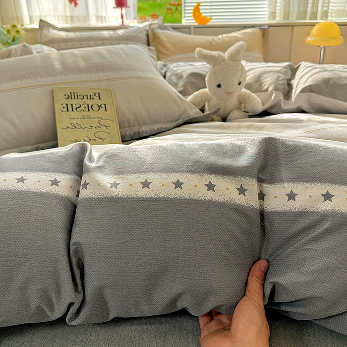 91家纺网 家纺一手货源 找家纺 卡普纯棉全棉四件套13070喷气床单款床笠款三件套 星辰大海