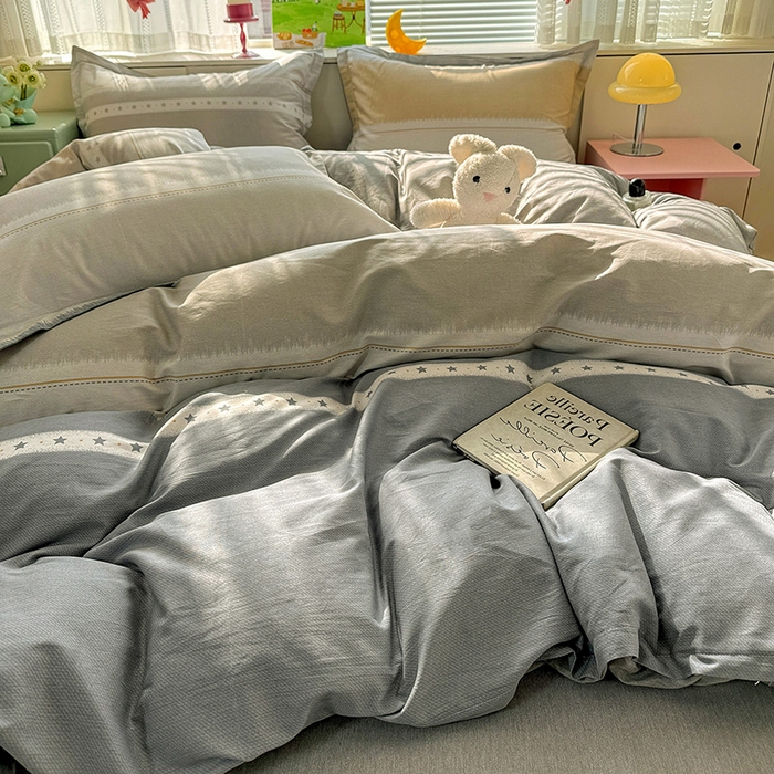 91家纺网 家纺一手货源 找家纺 卡普纯棉全棉四件套13070喷气床单款床笠款三件套 星辰大海