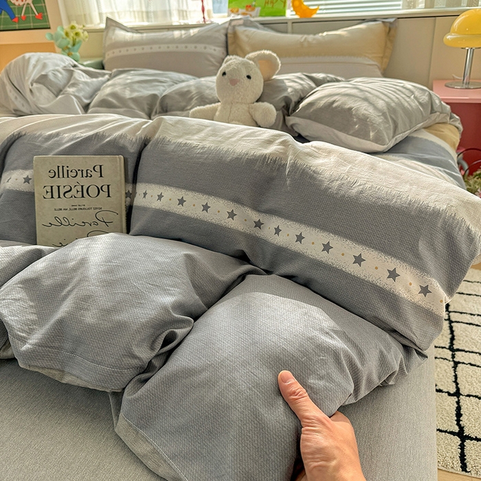 91家纺网 家纺一手货源 找家纺 卡普纯棉全棉四件套13070喷气床单款床笠款三件套 星辰大海