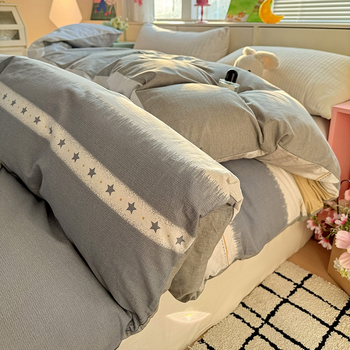 卡普纯棉全棉四件套13070喷气床单款床笠款三件套 星辰大海