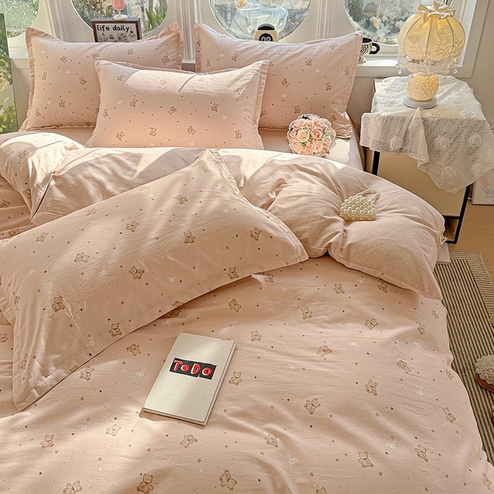 91家纺网 家纺一手货源 找家纺 卡普纯棉全棉四件套13070喷气床单款床笠款三件套 星光熊