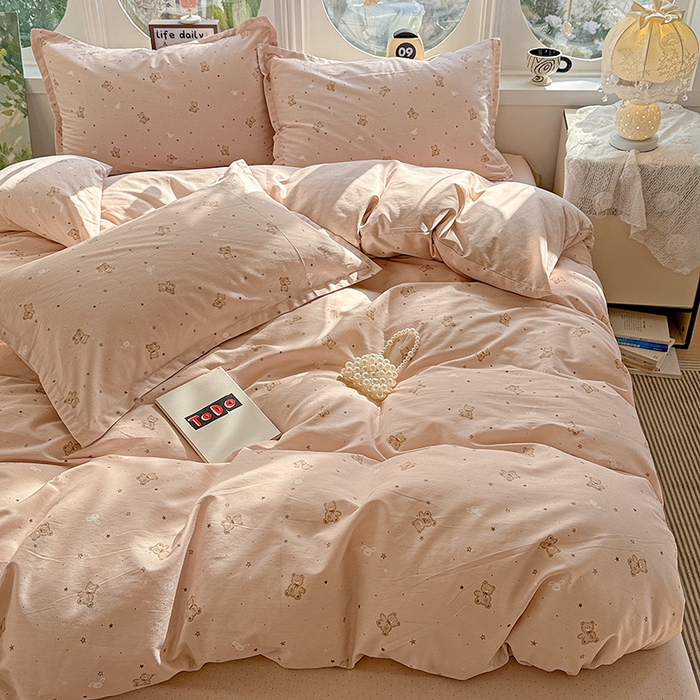 91家纺网 家纺一手货源 找家纺 卡普纯棉全棉四件套13070喷气床单款床笠款三件套 星光熊