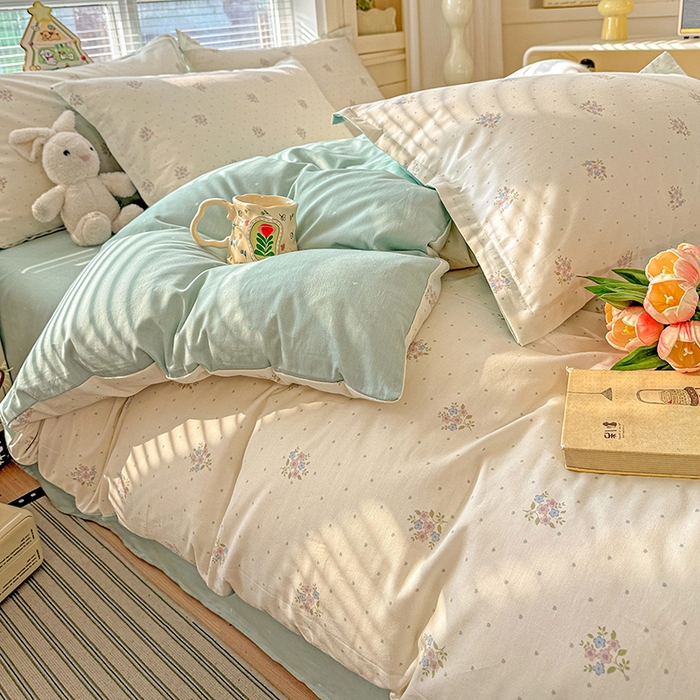 91家纺网 家纺一手货源 找家纺 卡普纯棉全棉四件套13070喷气床单款床笠款三件套 雅香小院