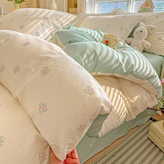 91家纺网 家纺一手货源 找家纺 卡普纯棉全棉四件套13070喷气床单款床笠款三件套 雅香小院