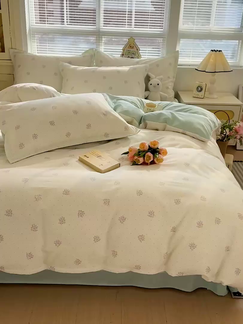 91家纺网 家纺一手货源 找家纺 卡普纯棉全棉四件套13070喷气床单款床笠款三件套 雅香小院