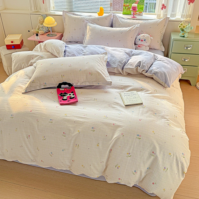 91家纺网 家纺一手货源 找家纺 卡普纯棉全棉四件套13070喷气床单款床笠款三件套 樱桃小可