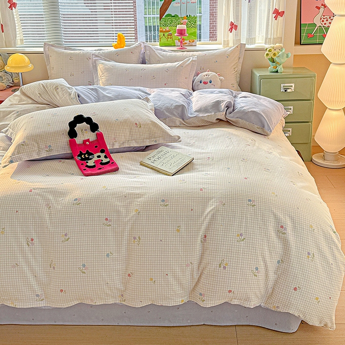 91家纺网 家纺一手货源 找家纺 卡普纯棉全棉四件套13070喷气床单款床笠款三件套 樱桃小可