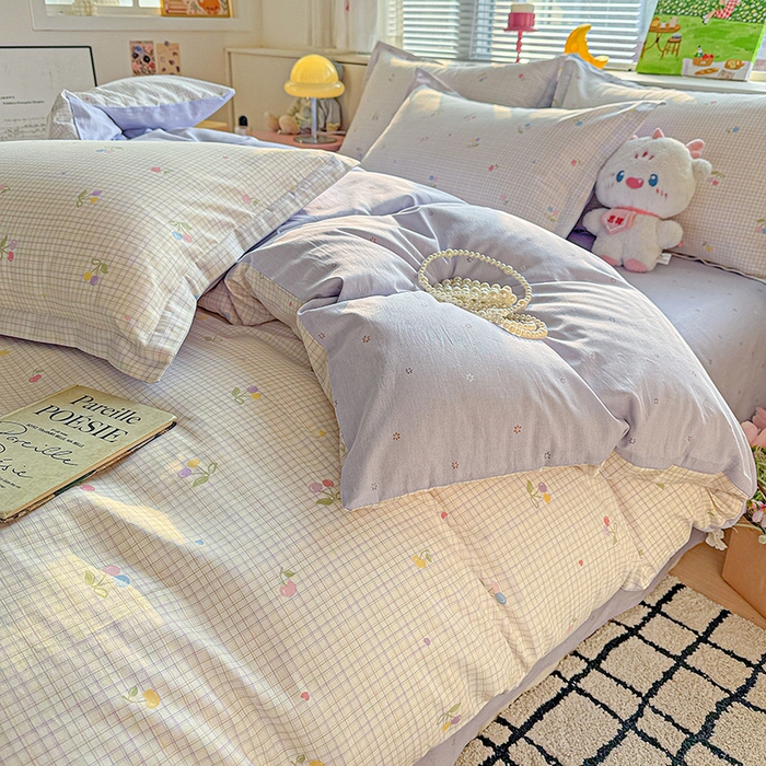 91家纺网 家纺一手货源 找家纺 卡普纯棉全棉四件套13070喷气床单款床笠款三件套 樱桃小可