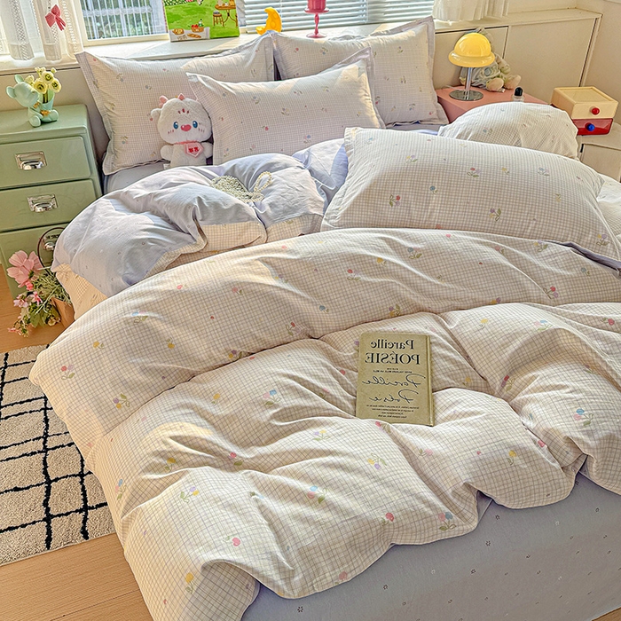 91家纺网 家纺一手货源 找家纺 卡普纯棉全棉四件套13070喷气床单款床笠款三件套 樱桃小可