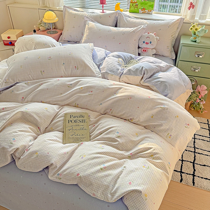 91家纺网 家纺一手货源 找家纺 卡普纯棉全棉四件套13070喷气床单款床笠款三件套 樱桃小可