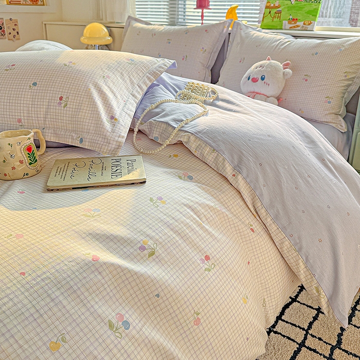 91家纺网 家纺一手货源 找家纺 卡普纯棉全棉四件套13070喷气床单款床笠款三件套 樱桃小可