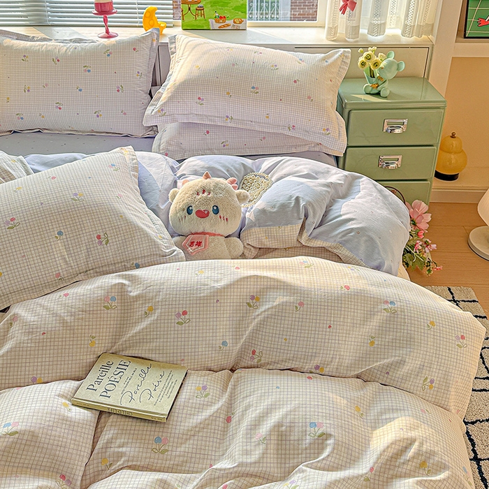 91家纺网 家纺一手货源 找家纺 卡普纯棉全棉四件套13070喷气床单款床笠款三件套 樱桃小可