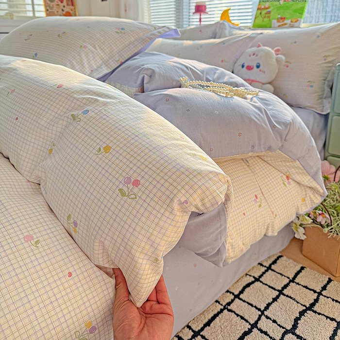 91家纺网 家纺一手货源 找家纺 卡普纯棉全棉四件套13070喷气床单款床笠款三件套 樱桃小可