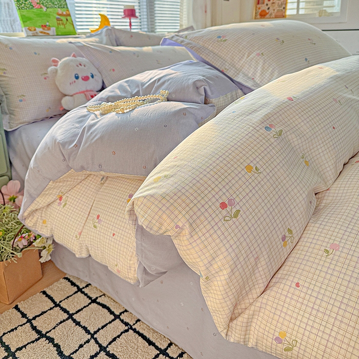 91家纺网 家纺一手货源 找家纺 卡普纯棉全棉四件套13070喷气床单款床笠款三件套 樱桃小可