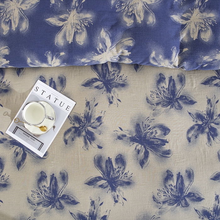 91家纺网 家纺一手货源 找家纺 （总）仰望棉麻双层纱供应链 2026新款全棉纯棉色织双层纱纽扣款四件套-花蝴蝶