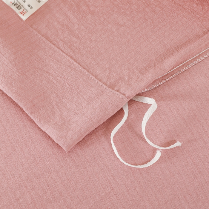 91家纺网 家纺一手货源 找家纺 （总）博婷 2026新款水洗棉麻皱皱纱纽扣工艺款四件套