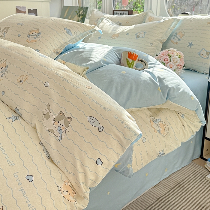 91家纺网 家纺一手货源 找家纺 总1 卡普二店 纯棉全棉四件套13070喷气床单款床笠款三件套