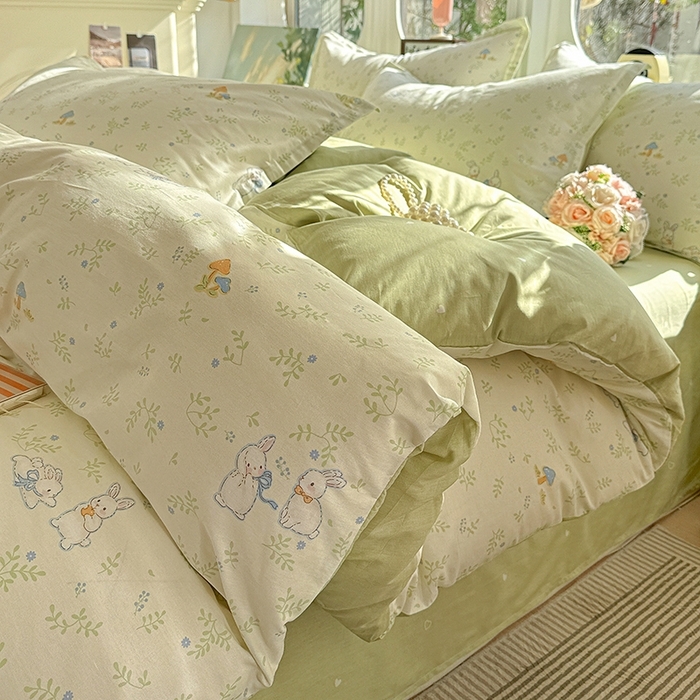 91家纺网 家纺一手货源 找家纺 总1 卡普二店 纯棉全棉四件套13070喷气床单款床笠款三件套