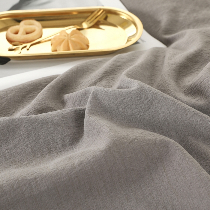 91家纺网 家纺一手货源 找家纺 博婷 2026新款水洗棉麻皱皱纱纽扣工艺款四件套 灰色