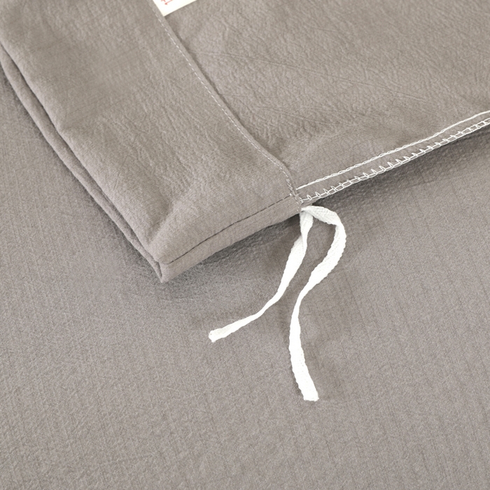 91家纺网 家纺一手货源 找家纺 博婷 2026新款水洗棉麻皱皱纱纽扣工艺款四件套 灰色