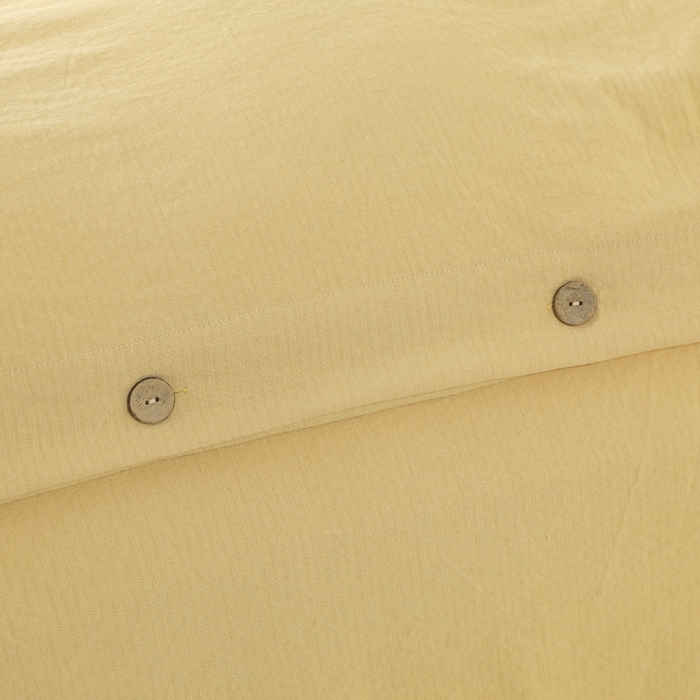 91家纺网 家纺一手货源 找家纺 博婷 2026新款水洗棉麻皱皱纱纽扣工艺款四件套 姜黄