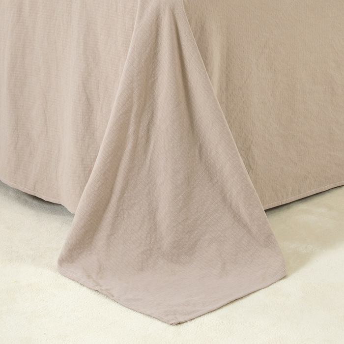 91家纺网 家纺一手货源 找家纺 博婷 2026新款水洗棉麻皱皱纱纽扣工艺款四件套 浅咖