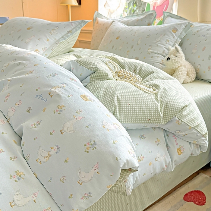 91家纺网 家纺一手货源 找家纺 总1 卡普二店 纯棉全棉四件套13070喷气床单款床笠款三件套