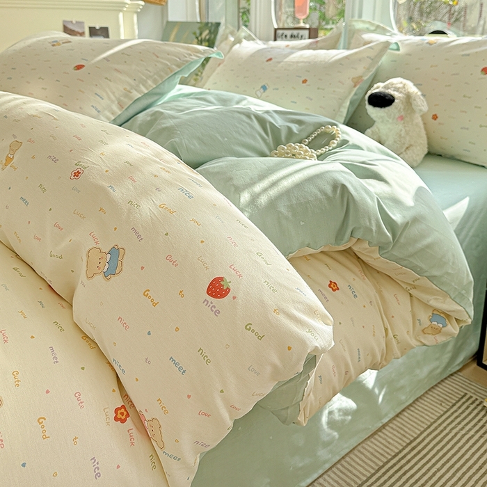 91家纺网 家纺一手货源 找家纺 总1 卡普二店 纯棉全棉四件套13070喷气床单款床笠款三件套