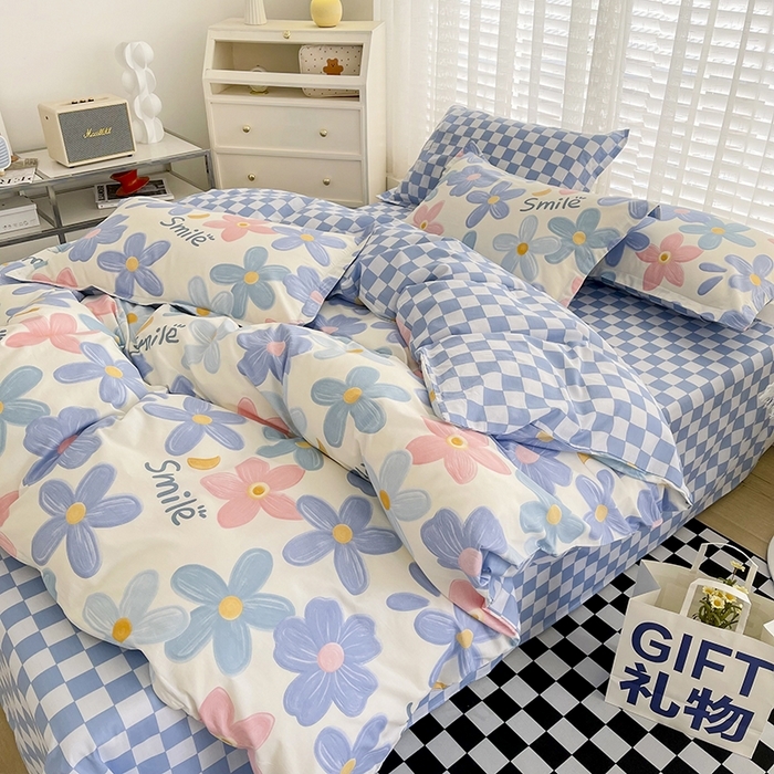 91家纺网 家纺一手货源 找家纺 总1 卡普二店 纯棉全棉四件套13070喷气床单款床笠款三件套