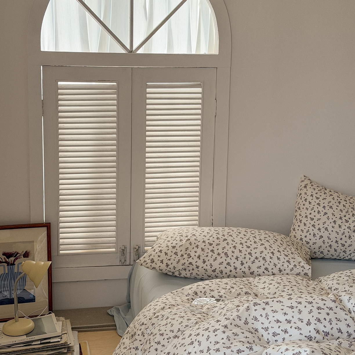 91家纺网 家纺一手货源 找家纺 蜜宿 2026新款全棉双层纱四件套（碎花款） 白日梦蓝