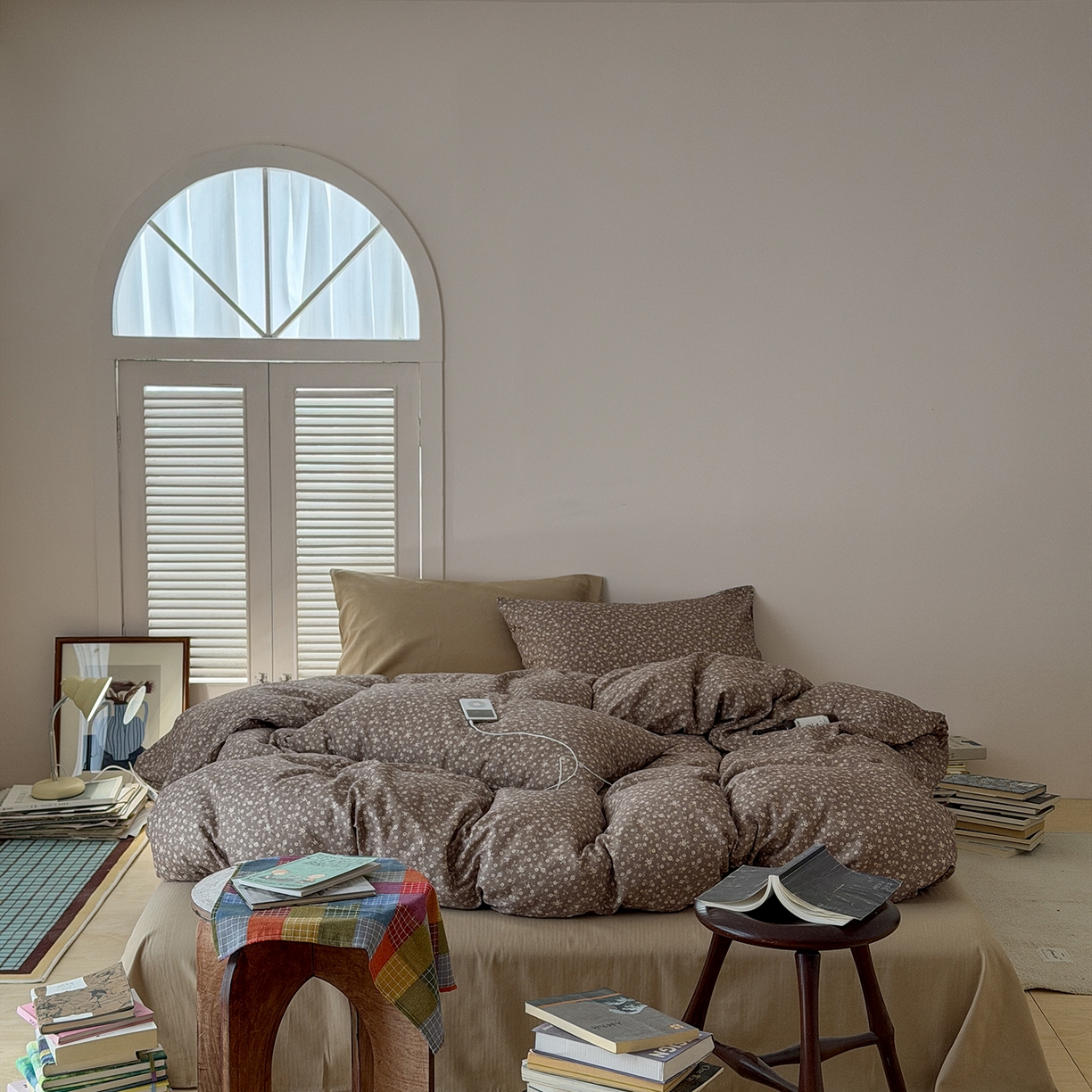 91家纺网 家纺一手货源 找家纺 蜜宿 2026新款全棉双层纱四件套（碎花款） 海棠旧梦