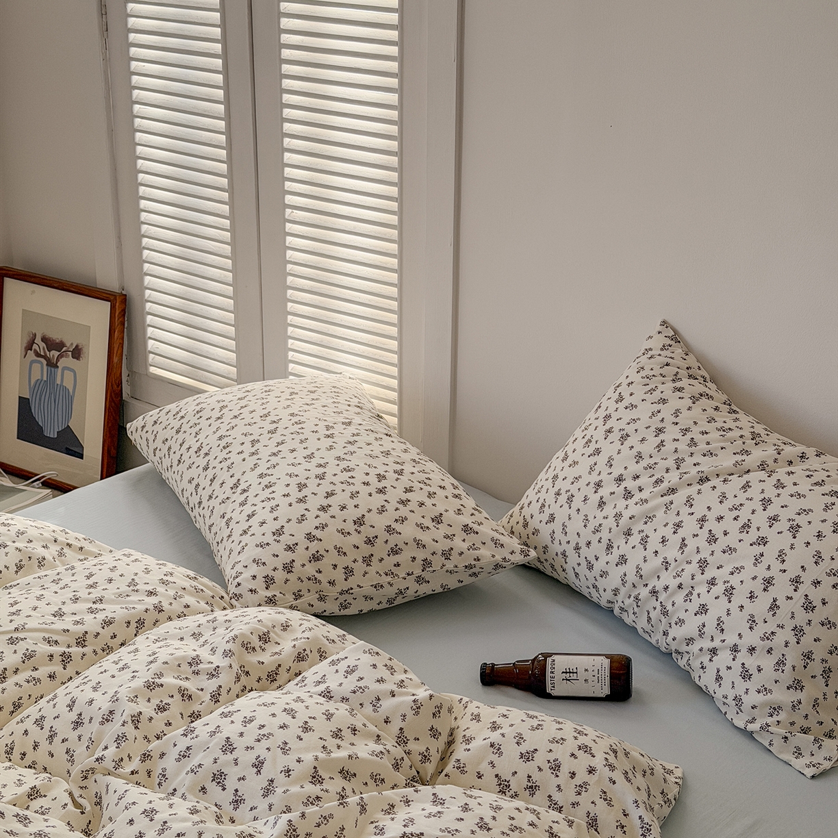 91家纺网 家纺一手货源 找家纺 蜜宿 2026新款全棉双层纱四件套（碎花款） 白日梦蓝