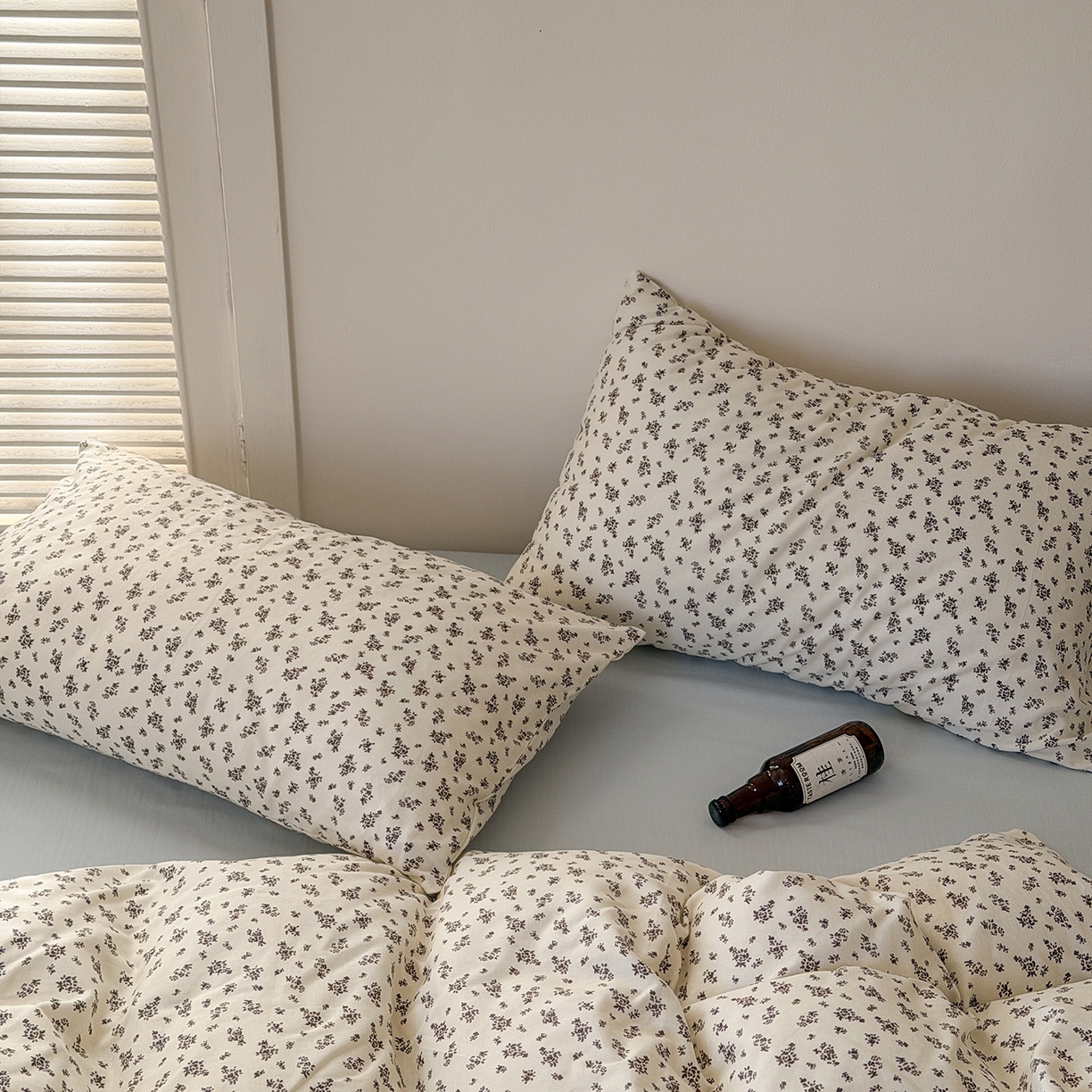 91家纺网 家纺一手货源 找家纺 蜜宿 2026新款全棉双层纱四件套（碎花款） 白日梦蓝