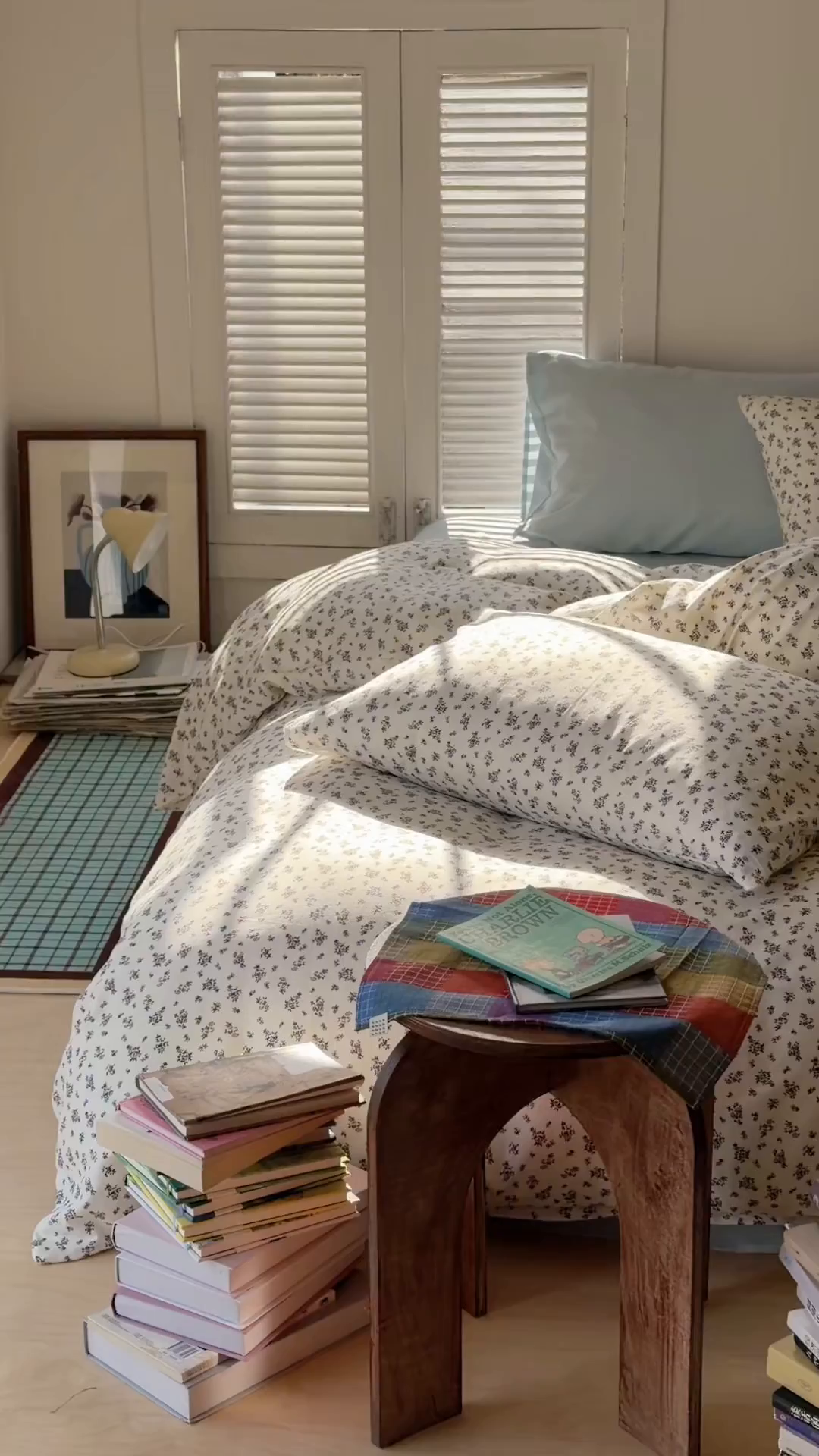 91家纺网 家纺一手货源 找家纺 蜜宿 2026新款全棉双层纱四件套（碎花款） 白日梦蓝